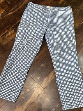 Women’s Tory Burch Blue Haven Canvas Plaid Ankle Length Pants Size 32